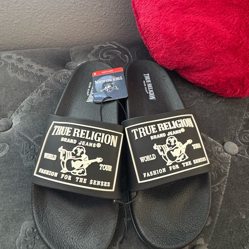 Black and White Slide Sandals